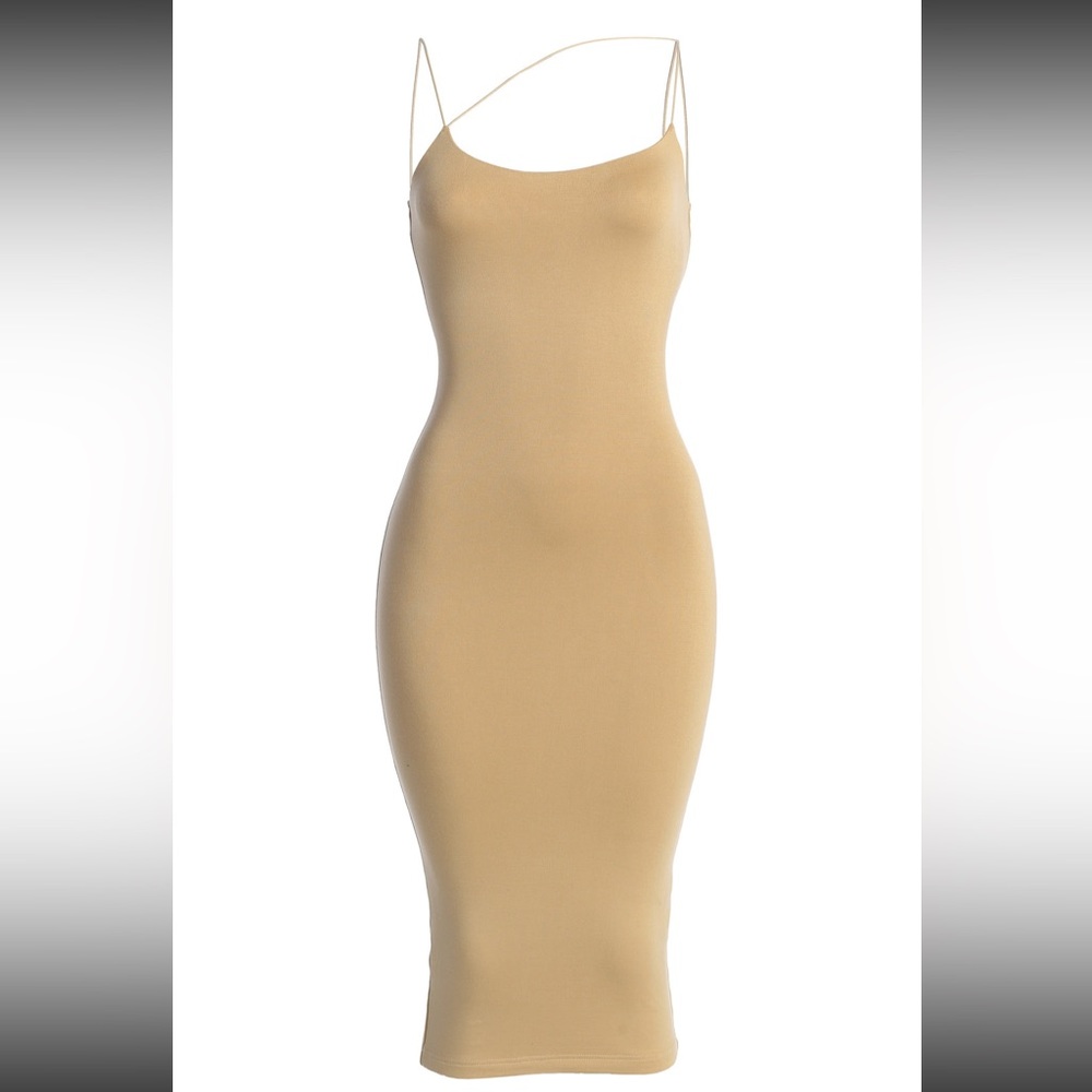USED ONCE - Chestnut Valencia JLUXBASIX Diagonal Strap Dress